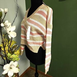 Wild Fable long sleeve striped crop sweater NWT